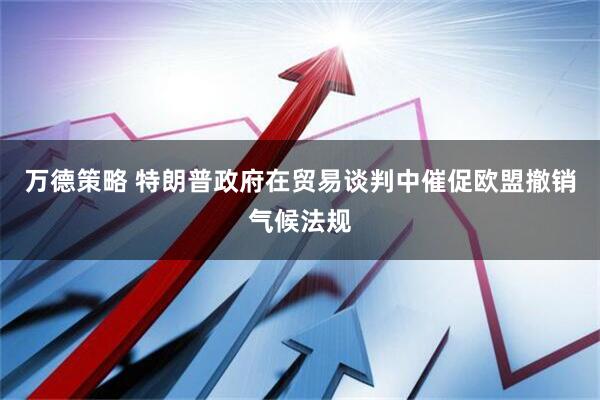 万德策略 特朗普政府在贸易谈判中催促欧盟撤销气候法规